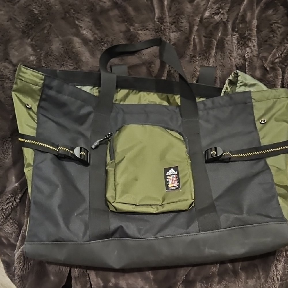 Adidas Black and Olive Duffel Bag